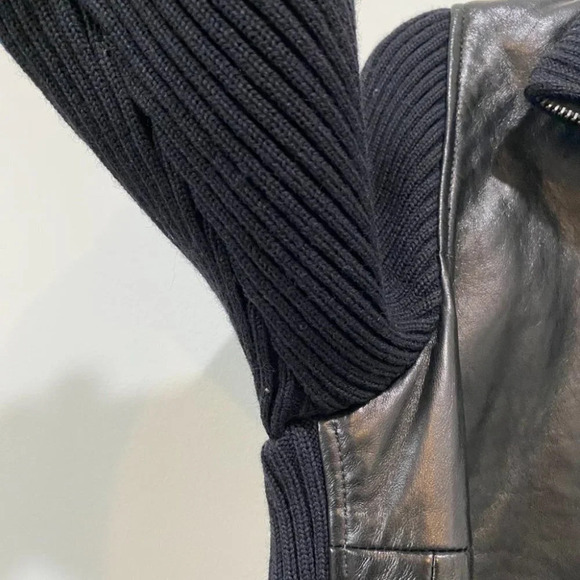 Identify 100% Leather Knit Fitted Jacket with Mock Cowl Neck 🇨🇦 Made - Picture 7 of 17